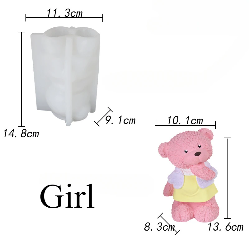 Плюшевый плюшевый мишка свеча силиконовые формы ручная работа ароматерапия