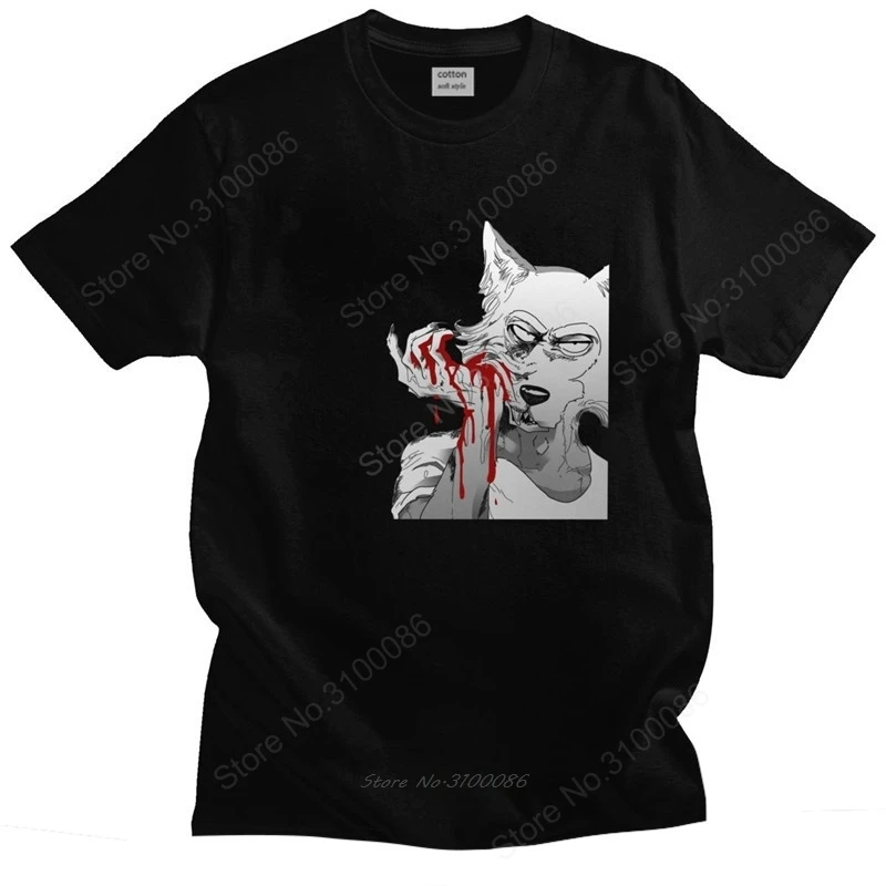 

Beastars Legosi Anime T Shirt for Men Pre-shrunk Cotton Leisure T-shirt O-neck Short Sleeved Animal Wolf Manga Legoshi Tee Tops