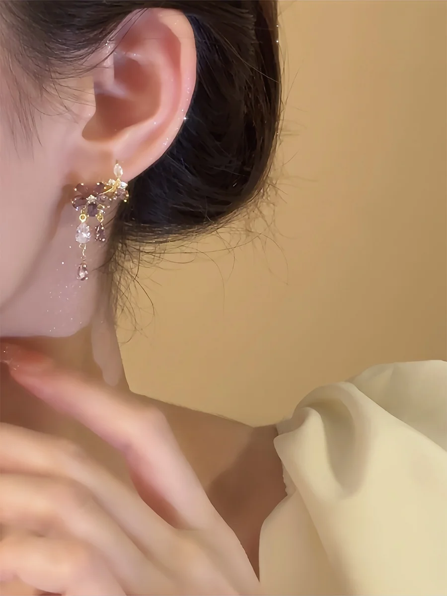 Purple Flower · with Ear Clip a Funny Story Immortal Retro Stud Earrings Fimbrilla Mosquito Coil