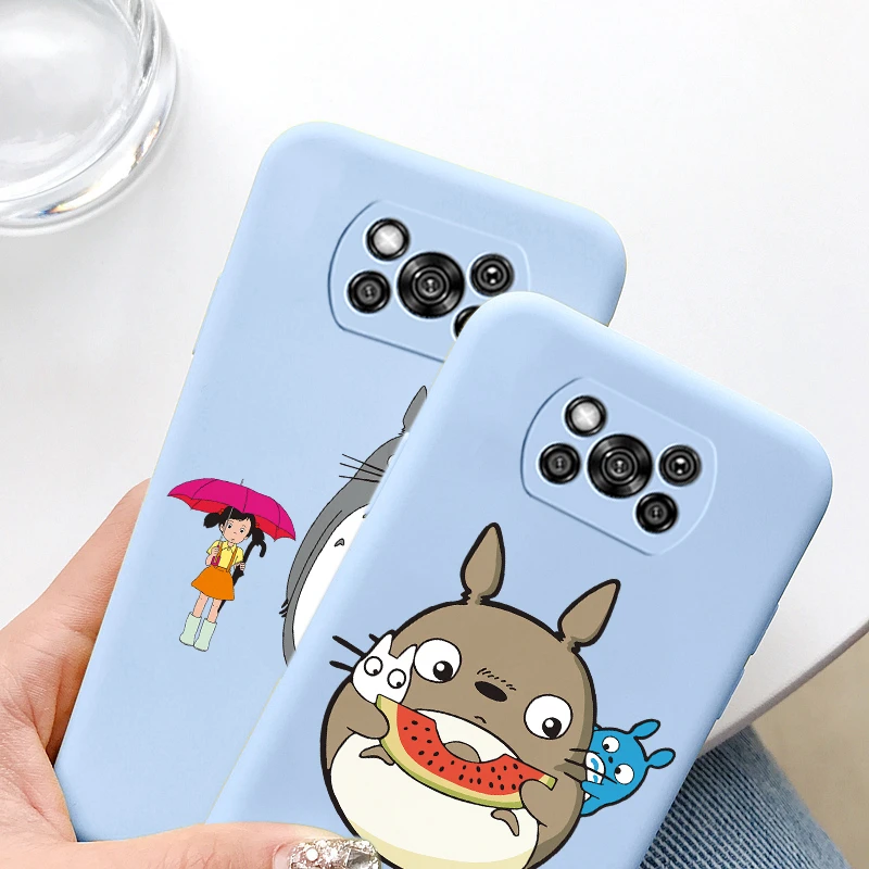 Милый чехол для телефона с аниме Тоторо Poco X3 Pro X 3 NFC жидкий силиконовый защитный