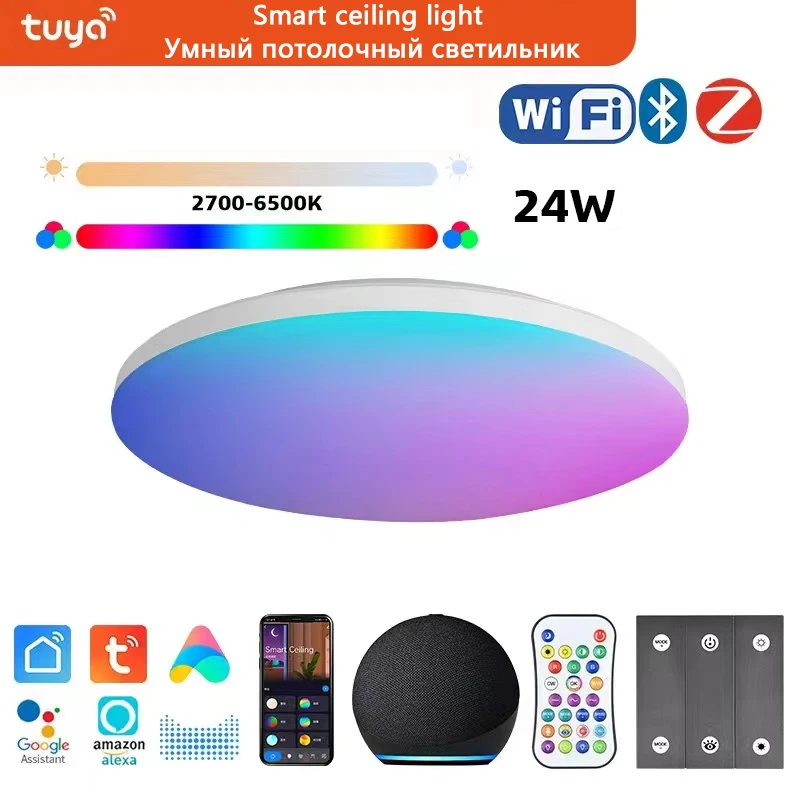 

TUYA smart energy-saving LED ceiling lamp 30w dimmable RGB/CCT application zigb control home decoration ceiling ceiling lamps