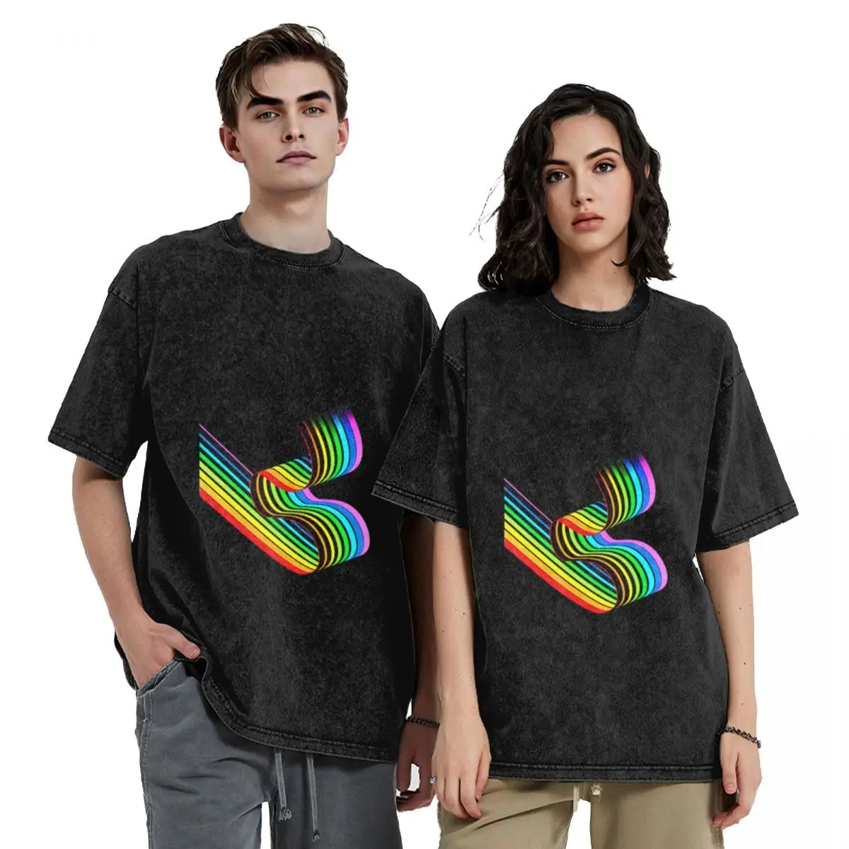 Фото Aphex Twin Rainbow Классические крутые винтажные футболки большого размера №5