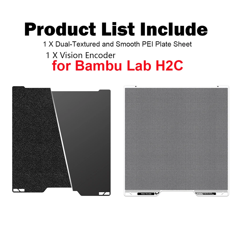 Фото Двусторонняя гладкая холодная печатная пластина H2C Vision Encoder и H2C Cool Plate с PEI-покрытием, 335x346.5 мм, усовершенствованная №5