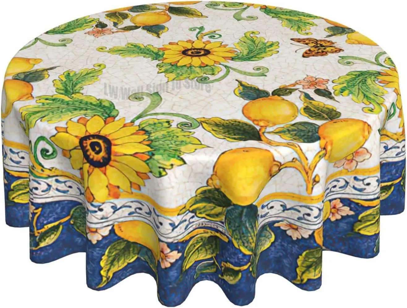 

Круглая скатерть, 60 дюймов, лимонный Подсолнух, водостойкие скатерти с защитой от пятен для столовой, кухни, свадьбы и искусства
