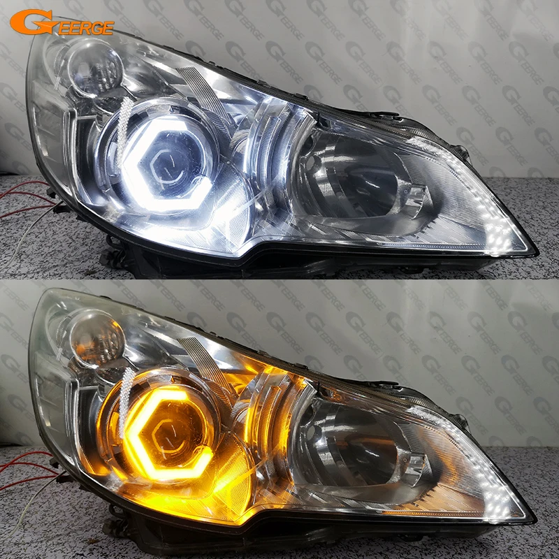 

For Subaru Legacy Outback Liberty B4 Ultra Bright A/W Switchback Day Light Turn Signal Cotton Hex LED Angel Eyes Halo Rings Kit