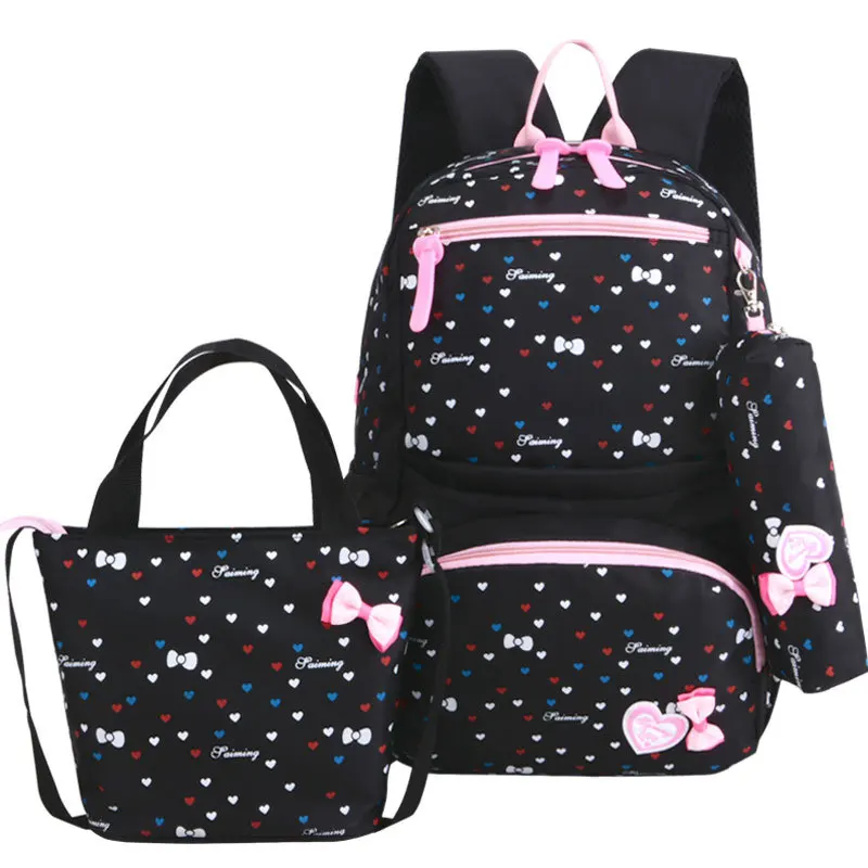 3pcs/set fashion dot print children waterproof school bags for Teenagers girls bow Kids Cute backpacks girl book bag sac mochila