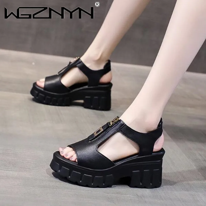 

Fashion Heels Women Open Toe Sandals Summer Ladies Black Comfortable Ankle Hollow Round Toe Sandals Female Soft Beach Women Shoe