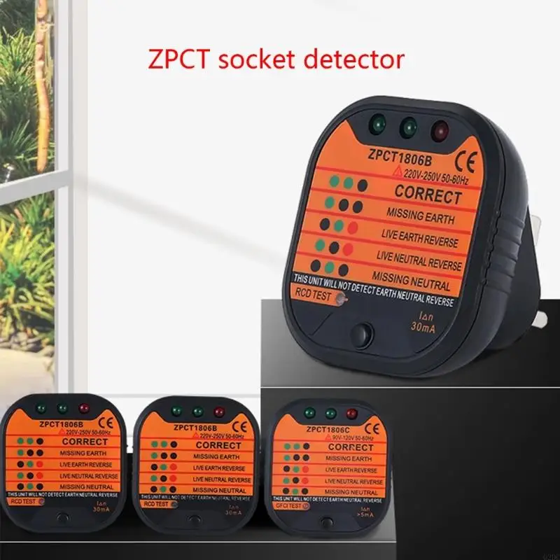 02DC GFCI Outlet Tester Detector Wall Plug-Fluger включает легенду проводки