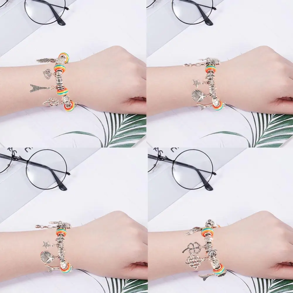 DIY Beading Bracelet Making Set Tibetan Style Alloy Resin Beads Pendants Accessories For Jewelry Making Crafts Children Gifts