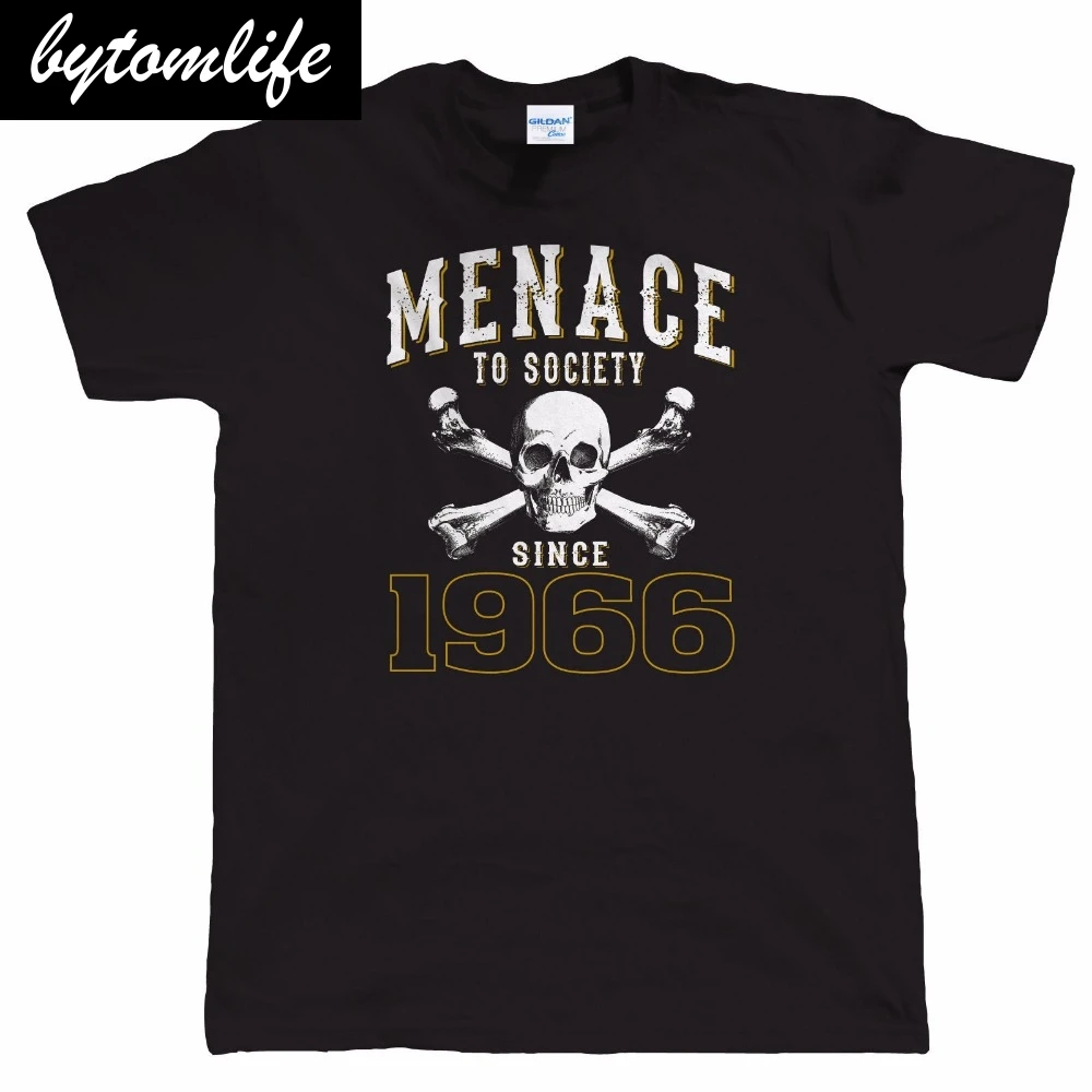 

2019 Summer New Menace To Society Since 1966 (Custom Year) Mens Funny T Shirt, Birthday Gift For Biker Him Dad Tee Shirt
