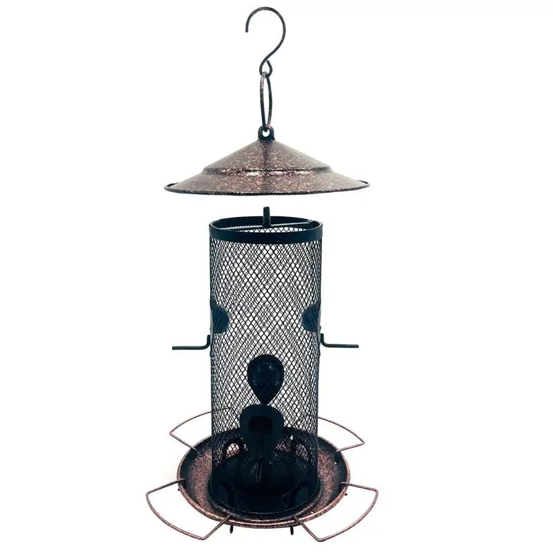 

Metal Bird Feeder Metal Bird Feeder Hanging Squirrel Proof Retractable Outdoor Feeder With 3 Perches Large Capacity For Finch