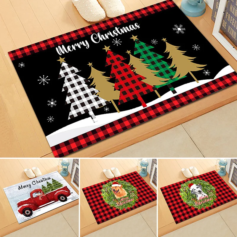 

Christmas Carpet Decoration Home Floor Mat Room Non-slip Rug Santa Claus Xmas Snowman Christmas Decorations For Bath Mat