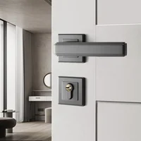 SORWDUERM Door Handle With Key Interior Privacy Door Levers Lock for Bedroom and Bathroom Zinc Alloy