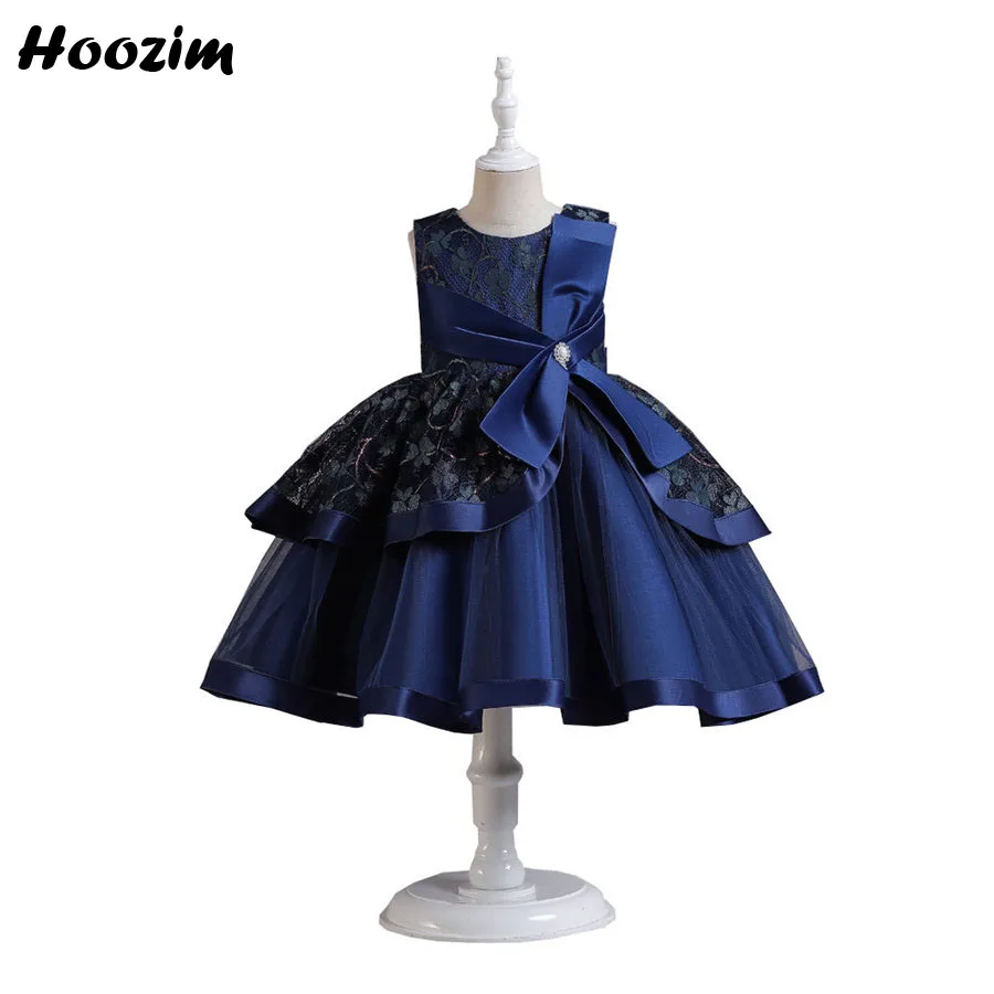 

Платье принцессы темно-синее кружевное с бантом спереди для встречи выпускников и событий платье для девочек от 3 до 10 лет розовые платья с р...