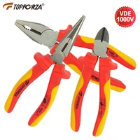 topforza 1000v insulated pliers vde wire cutters diagonal cutting nippers long nose combination pliers electrician repair tools
