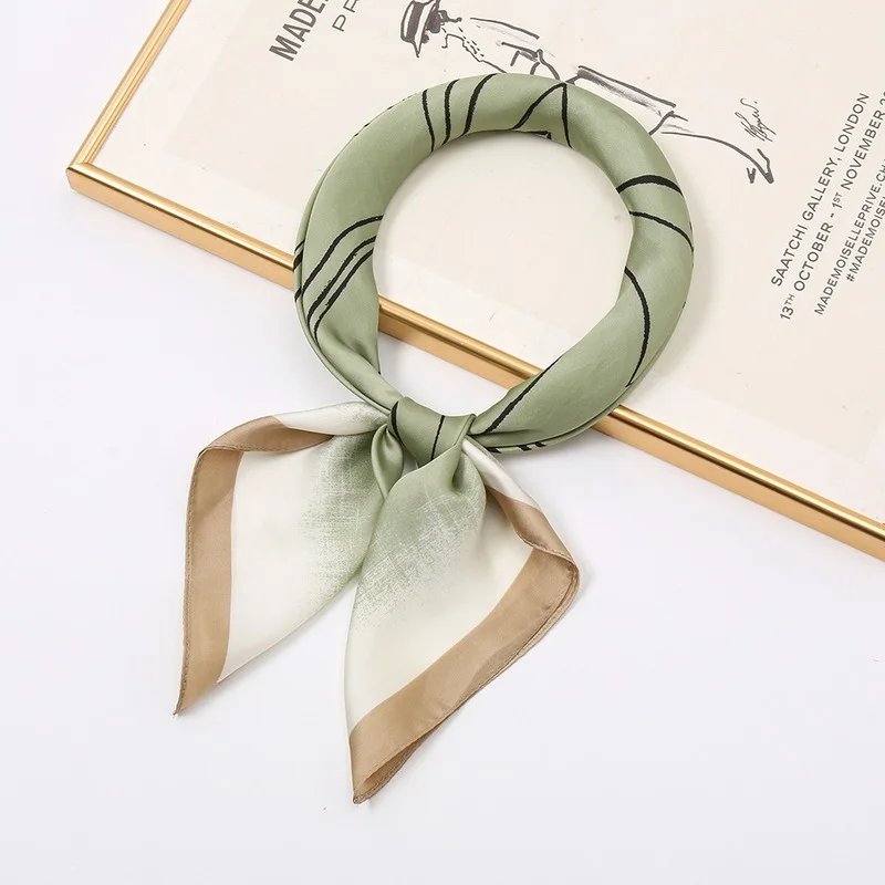 Высококачественный Шелковый женский шарф с геометрическим узором корейский