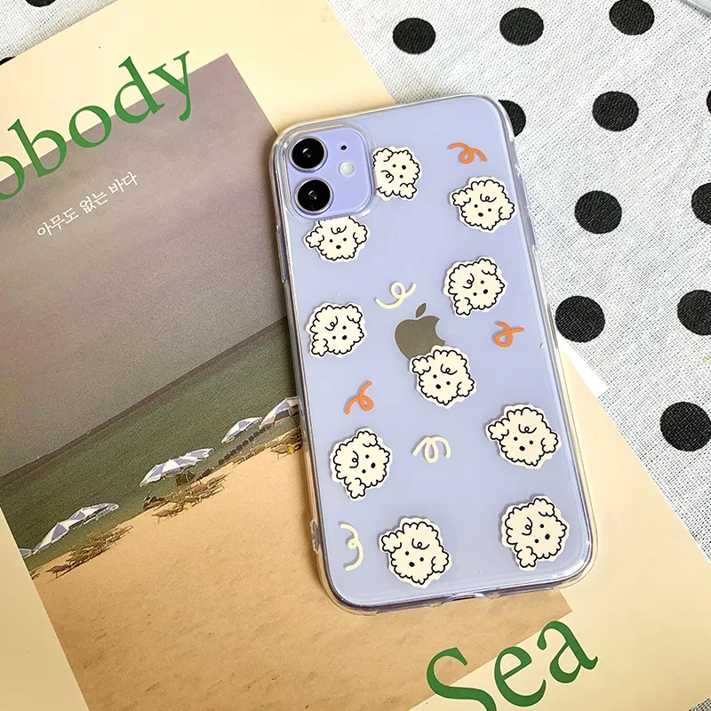 

Cute cartoon poodle dog clear Phone Case For iPhone 14 13 11 12 Pro Max mini X XR XS Max 7 8Plus transparent Silicone Soft Cover