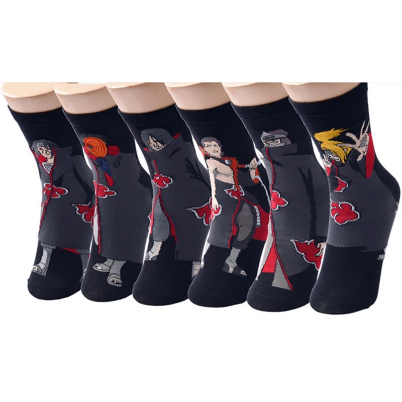 Носки Akatsuki 6 пар хлопковые для косплея ниндзя по японскому аниме Itachi взрослых и