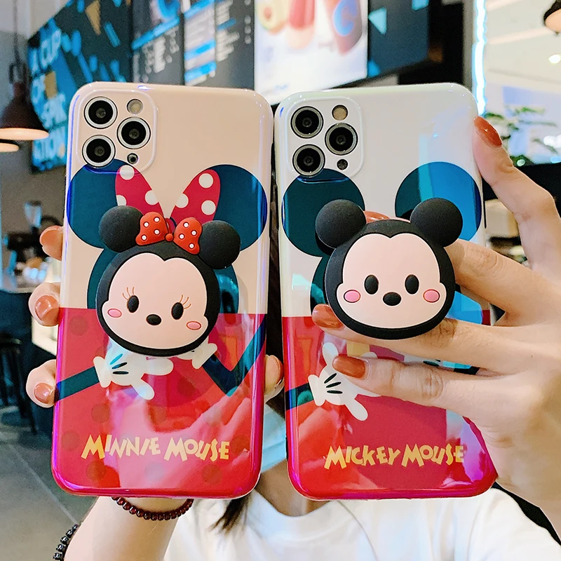 

Disney mickey minnie mouse Holder Foldable Phone Case for iPhone 11 12 13 mini pro XS MAX 8 7 6 6S Plus X 5S SE 2020 XR case