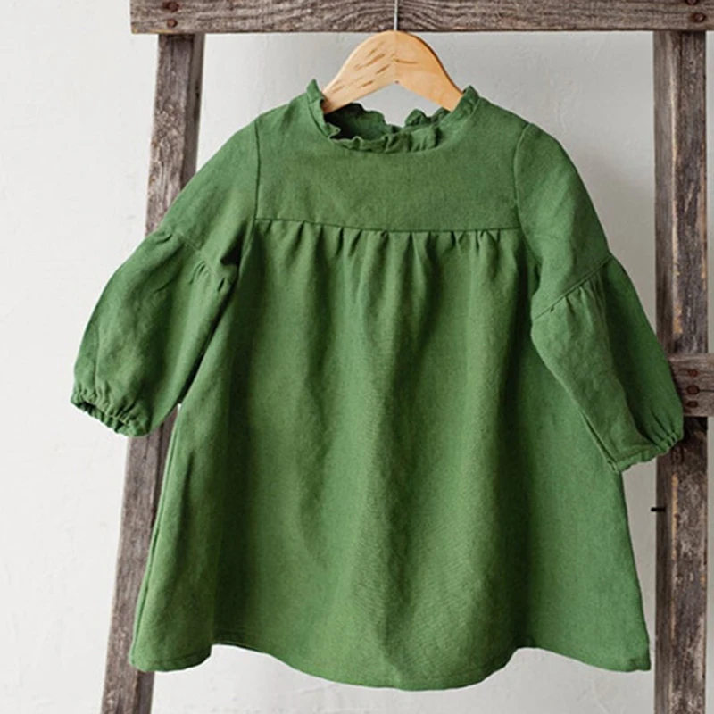 

Sodawn 1-5Y Spring Autumn Long Sleeve Solid Color Dress For Girl Kid Clothes For Newborn Toddler
