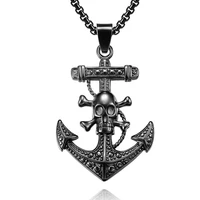 Stainless Steel Necklace Pirate Man Necklace Boat Anchor Pendants Chains Choker Necklace Men Hip-hop Punk Man Chain Necklaces