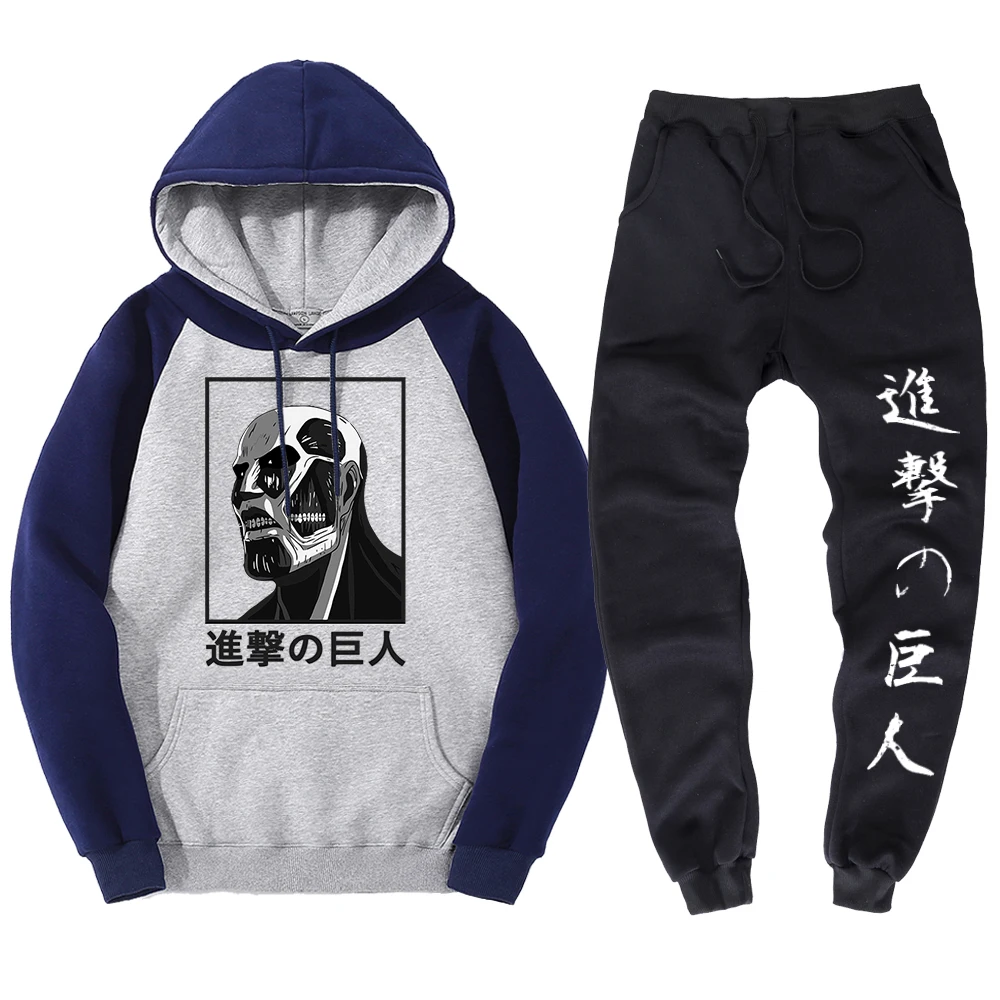 

Attack On Titan Anime Colossal Titan Print Two Sets Male Street Fit Autumn Hoodie Pant Oversized Hoody Fashionable Mens Clothing