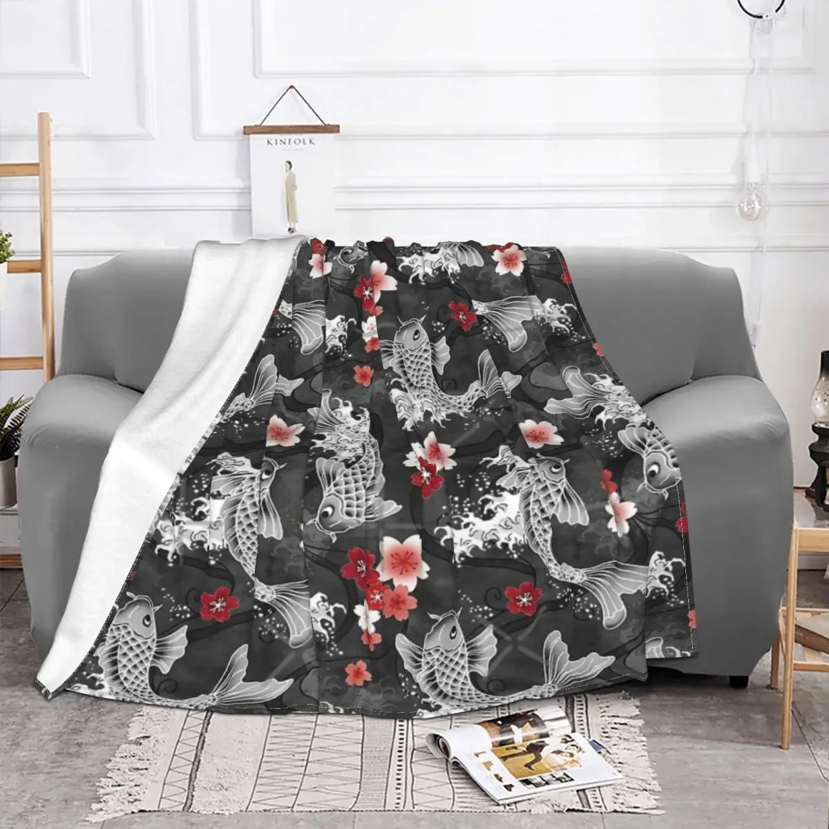 Koi Sakura Blossom In Black Home одеяла и