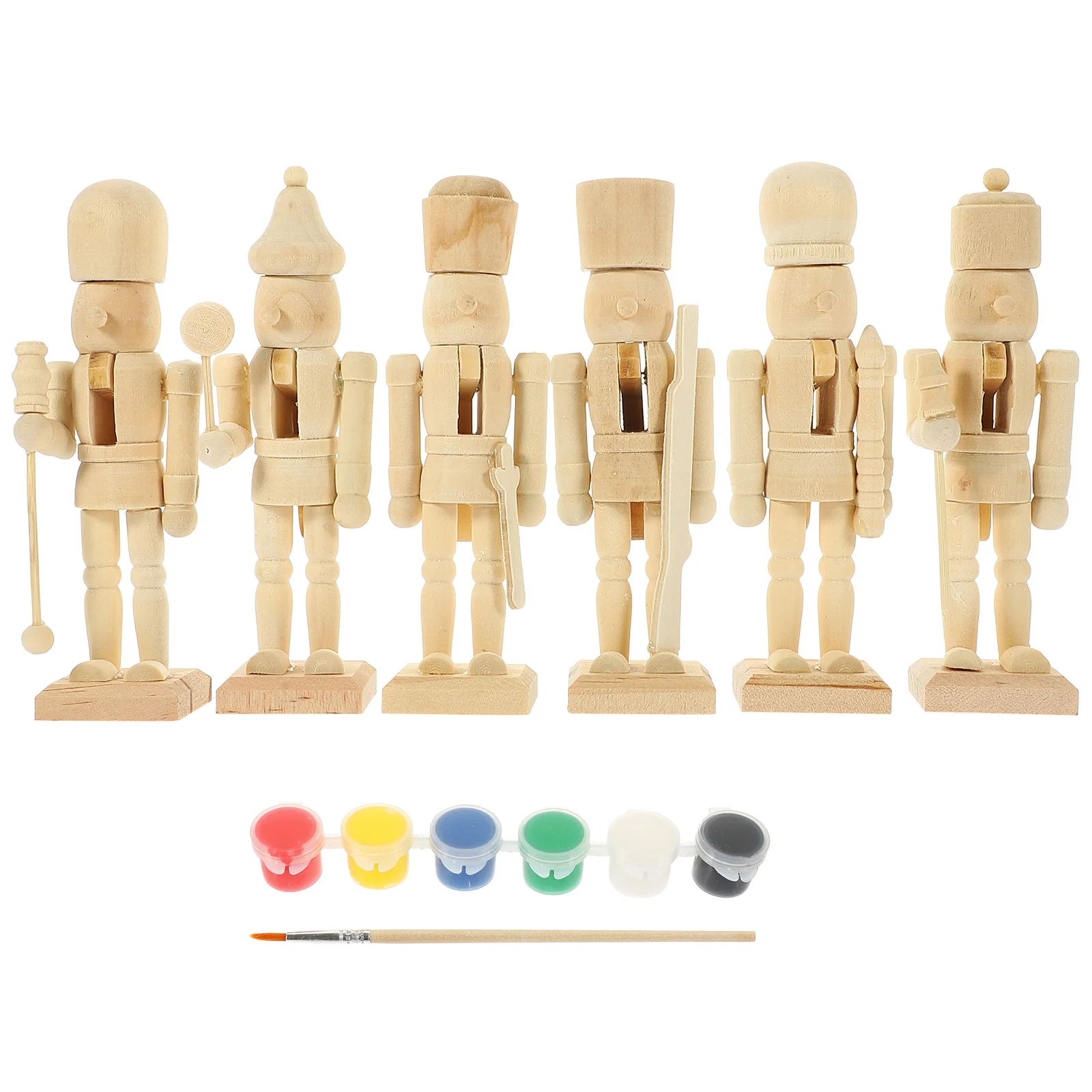 

6/7/8pcs 12cm Unfinished Wood Christmas Nutcracker Soldier Unpainted DIY Craft Blank Nutcracker Puppet Xmas Decoration