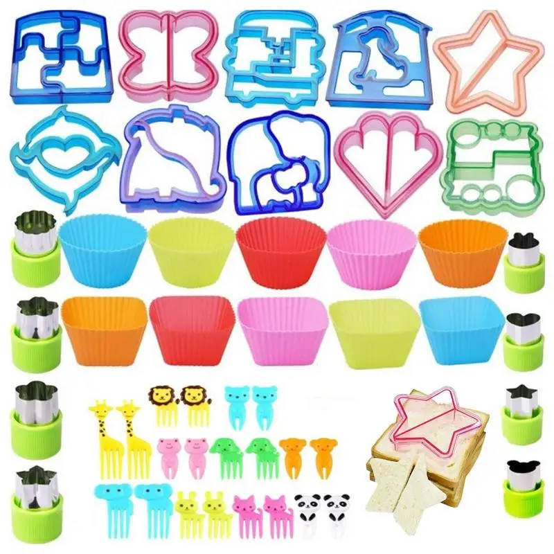 

Sandwich Cutter Set Cute Shape Perfect For Bento Lunch Boxes 47pcs Creative Cookie Cutter With Putter, Pentagram Baking Mold