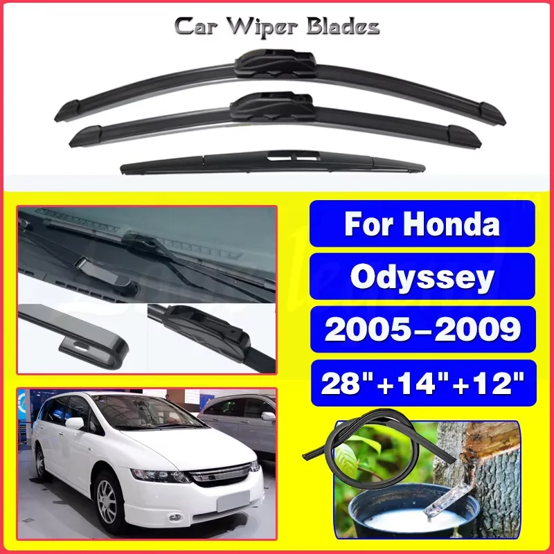 

3 шт. для HONDA Odyssey 2005 2006 2007 2008 2009 лобовое стекло автомобиля, передняя и задняя щетка стеклоочистителя, резиновые аксессуары 28 "+ 14" + 12"