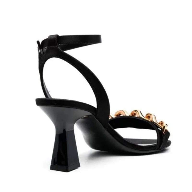 new fashion brand summer shoes luxury satin women's sandals leather dress shoes thick high heels wedding platform beach sandals