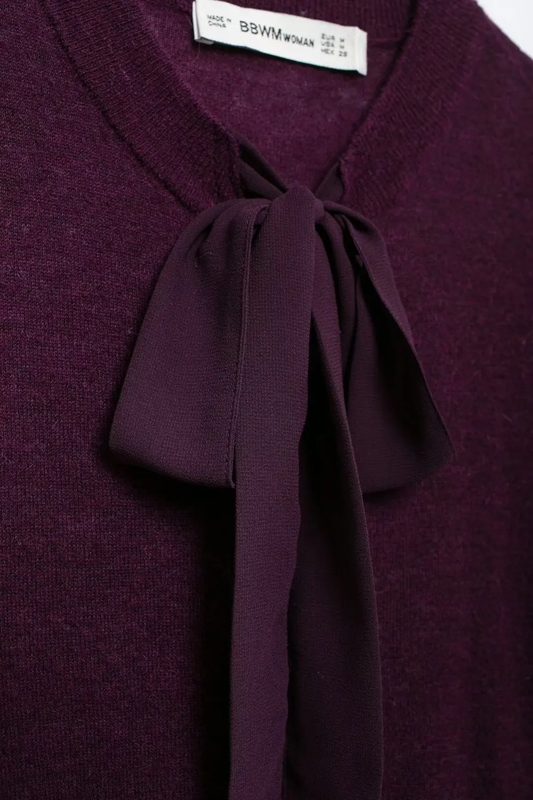 TRAFZA женский тонкий бордовый кардиган свитер с бантом смешанный осень-зима 2023