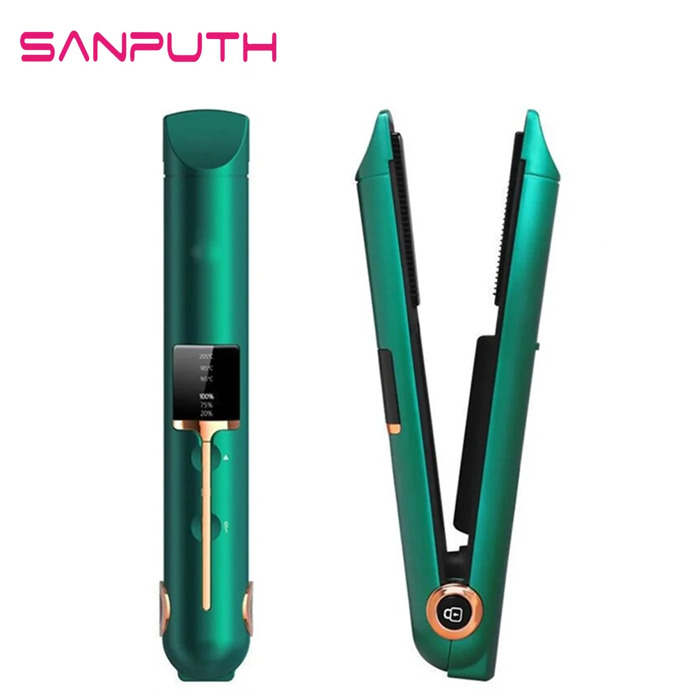 

Negative Ion Hair Straightener Ceramic Hair Flat Iron 2 in 1 Portable Curling Iron with USB Charging Wireless Hair Straightene