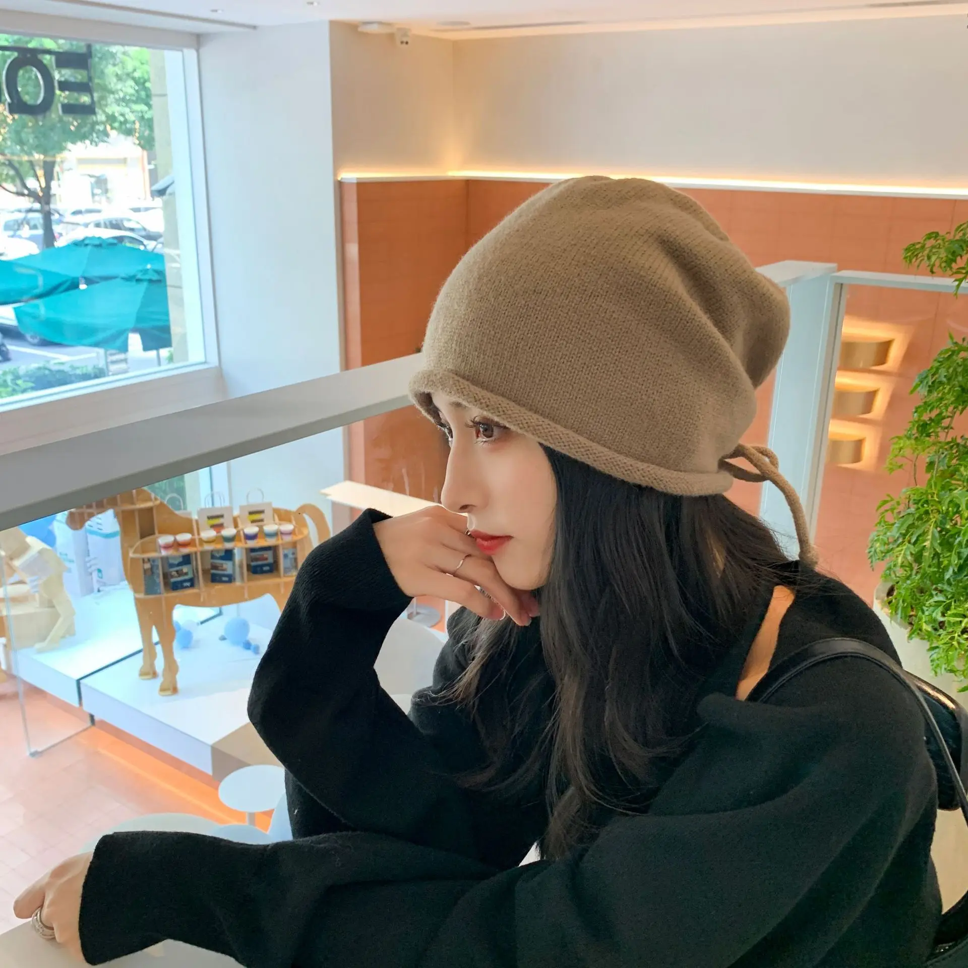 Облегающая шапка зимние шапки Осенние вязаные однотонные шапочки облегающие