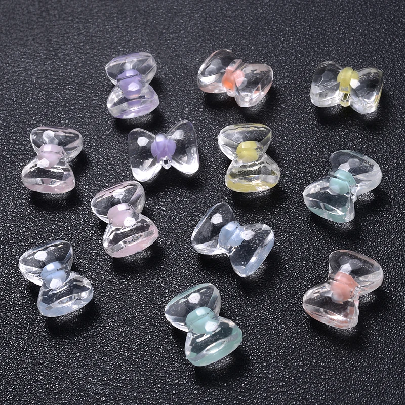 

30 шт., прозрачные акриловые бусины в форме банта, 11 х14 мм