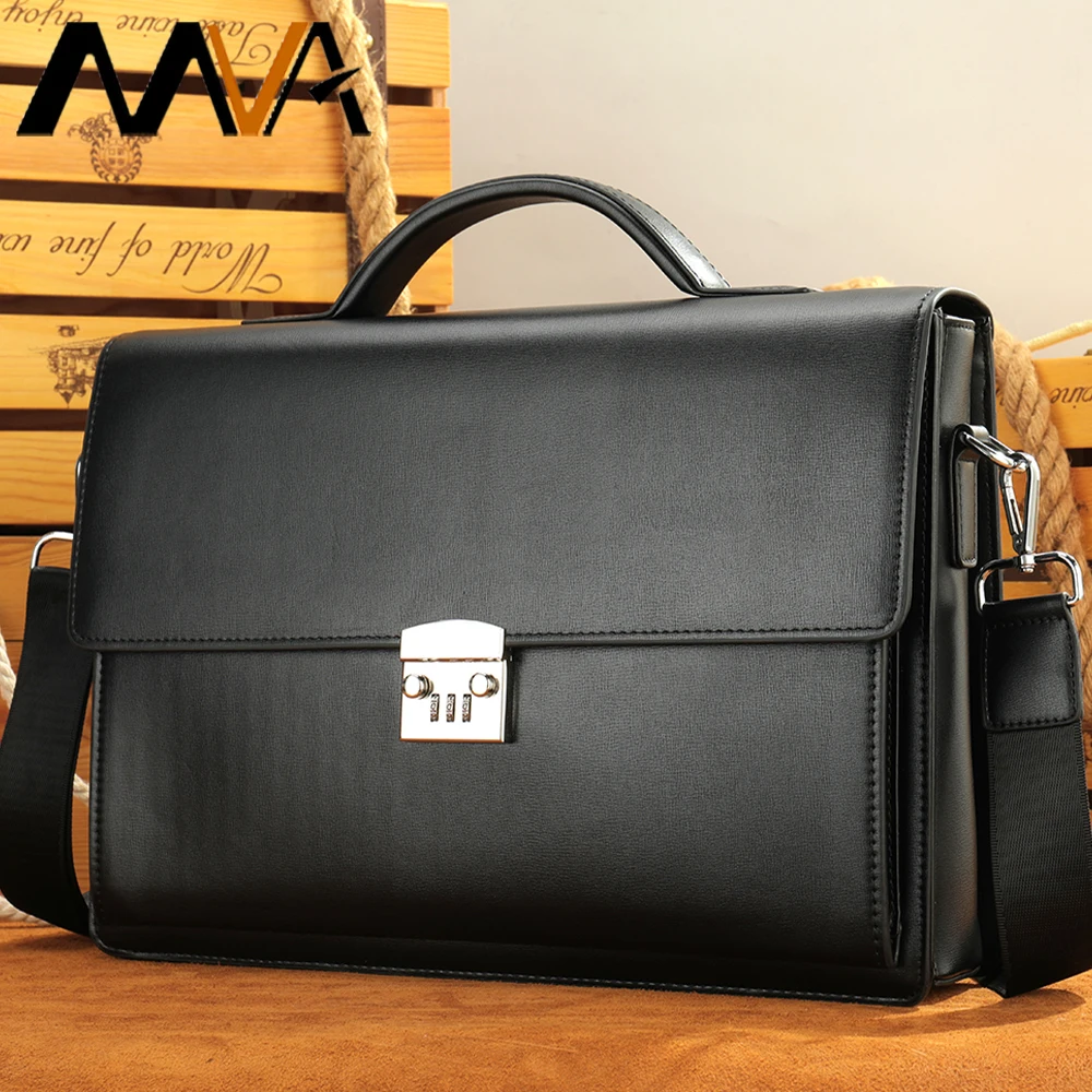 

New Leather Business Bag 15.6" Laptop Men's Executive Briefcase With Password Lock Office Messenger Bags Handbags for Documents
