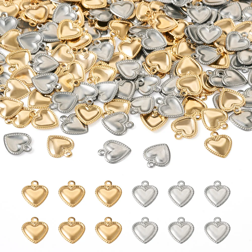 

Pandahall Mixed Color 300Pcs Heart Stainless Steel Pendants Metal Charms For Necklace Bracelet Jewelry Making Gift