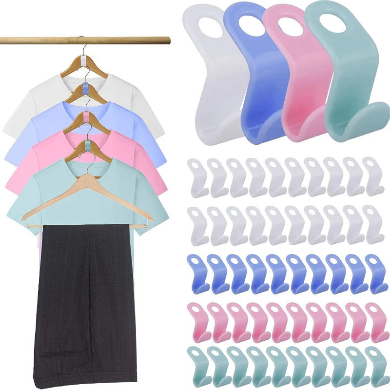 

Wardrobe Clothes Hanger Space Saving Extender Clips Connector Hook Home Plastic Cascading Hangers Hooks Closet Storage Rack