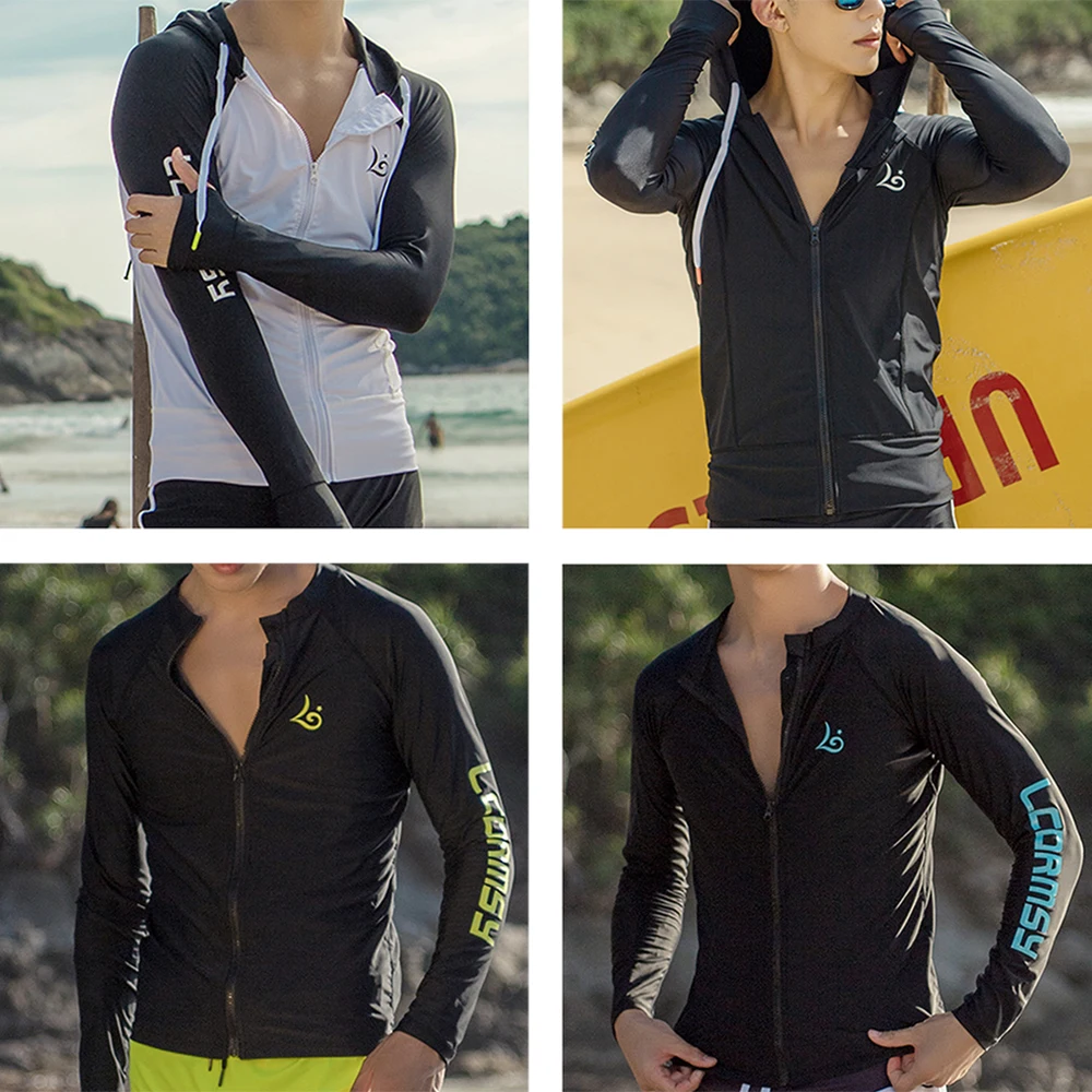 

2022 Men Sunscreen Quick-Drying Slim Comfortable Long Sleeve Surfing Swimsuit Top Water Sports Swimming Surfing Suit UPF 50+