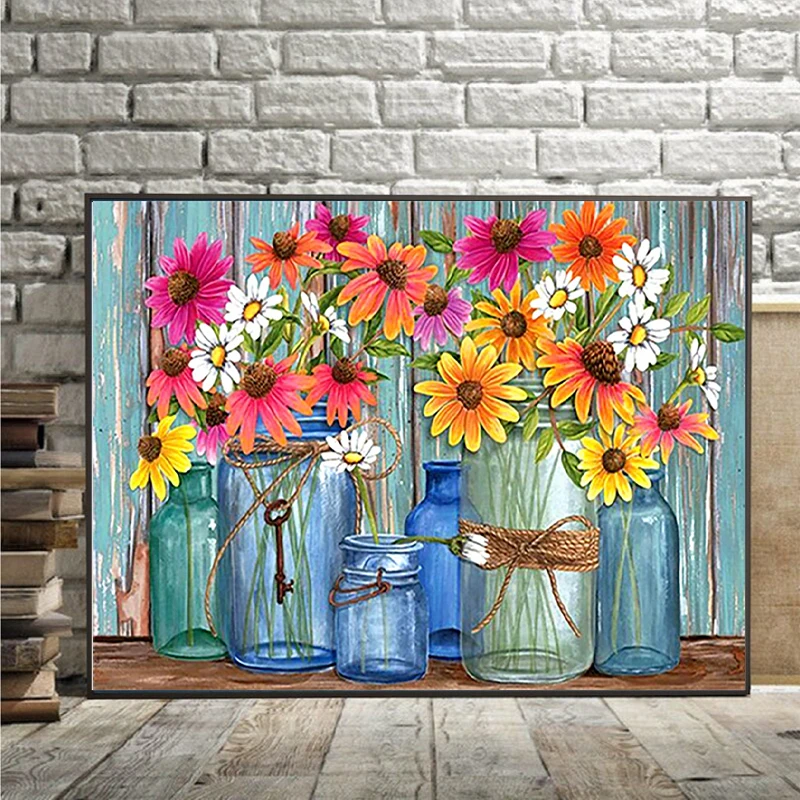 

Цветочная мозаика, алмазная живопись, цветы в стеклянном искусстве, DIY Вышивка крестиком, украшение для дома