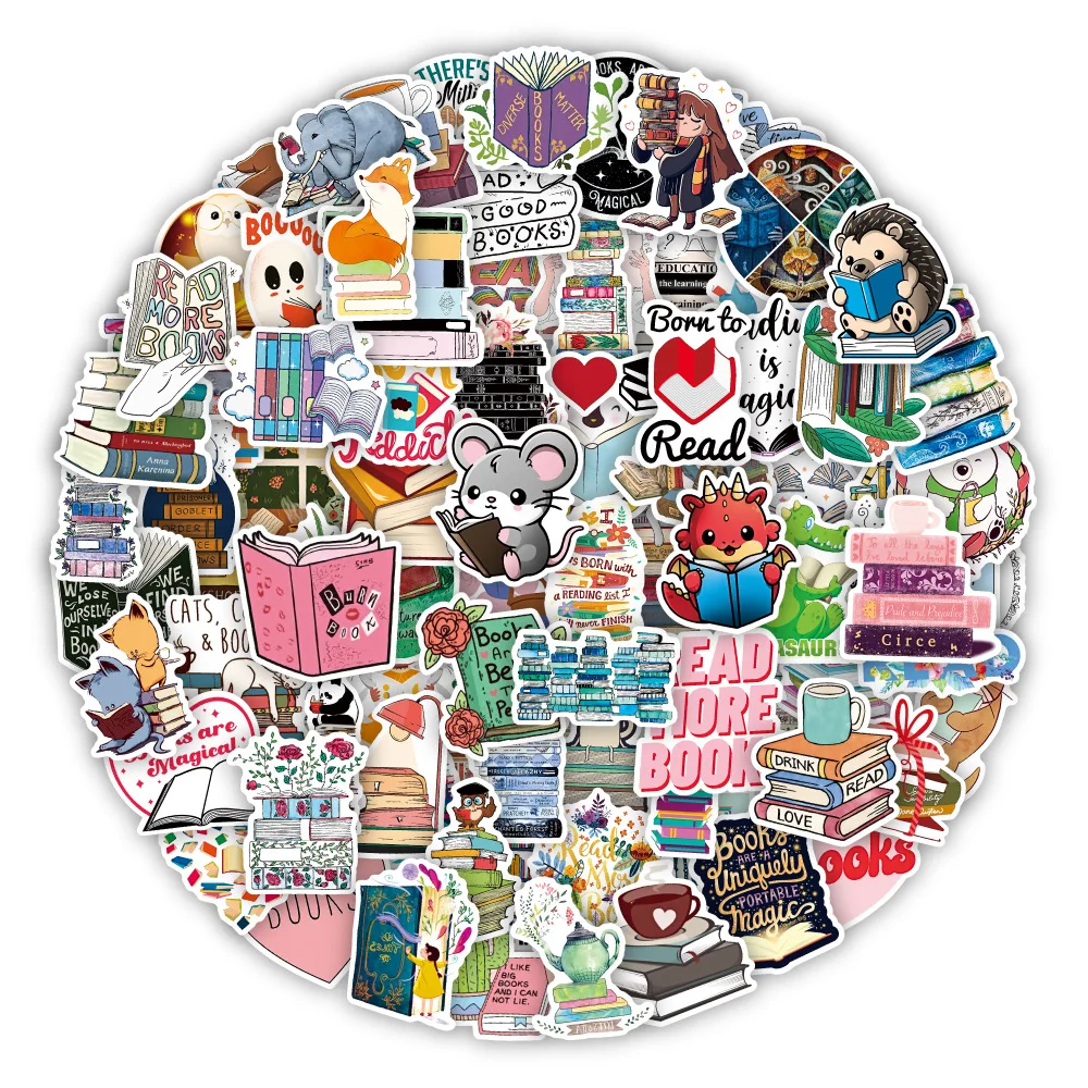 

50/100Pcs Cartoon Books Read Doodle Stickers Ornament Luggage Refrigerator Skateboard Water Cup stationery Waterproof