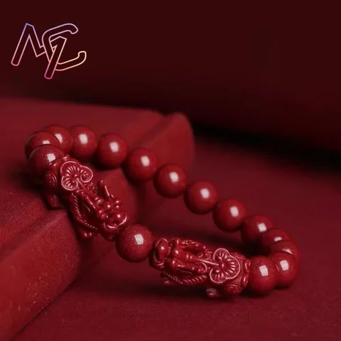 Женский красный браслет из бисера Cinnabar Pixiu