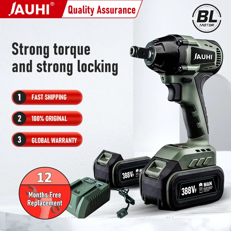 

JAUHI Brushless Electric Wrench Cordless Impact Screwdriver 520NM 1/4" Dual Wrench Power Tool for 21V 20000mah Lithium Battery