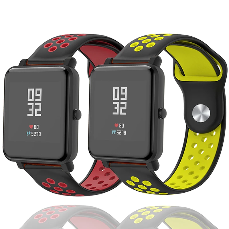 

Силиконовый ремешок 20 мм/22 мм для Amazfit GTS/3/2/2e/GTS2 Mini/GTR 42 мм/47 мм/GTR2/2e/stratos 2 3, дышащий браслет Amazfit ремешок bip