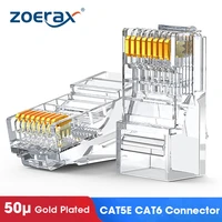 zoerax cat5e cat6 connector rj45 modular plug network connectors 50%ce%bc gold plated 1 1mm hole end for ethernet cable
