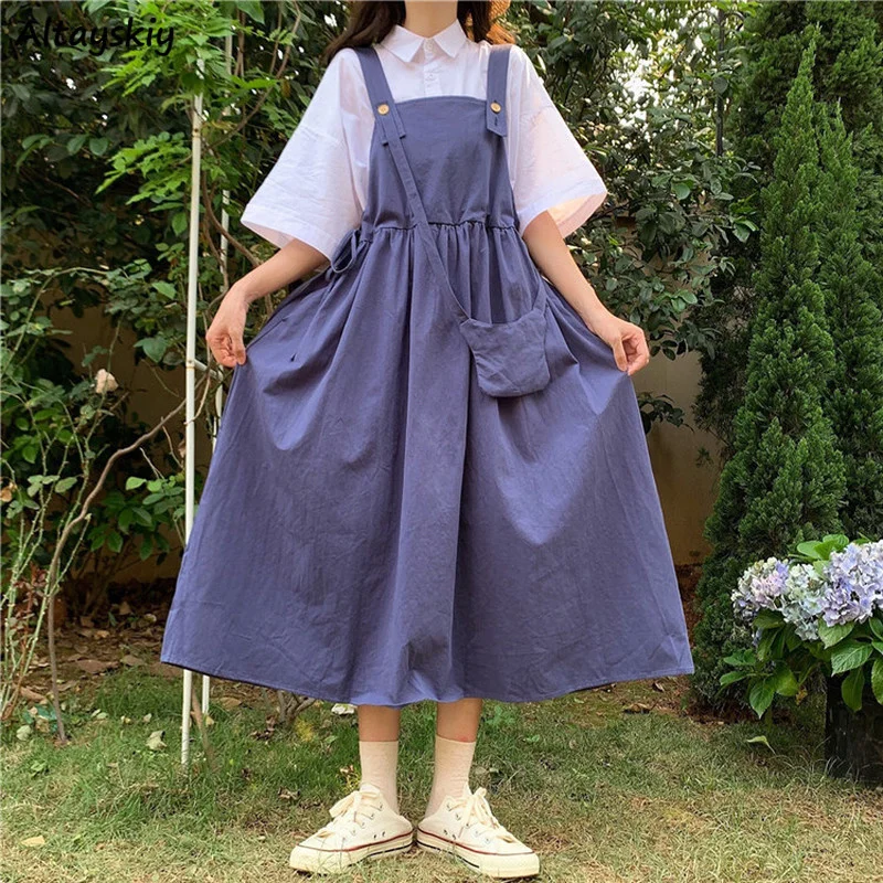 

СИД платья без рукавов с драпировкой в японском стиле кавайные свободные шикарные Популярные студенческие весенне-осенние милые