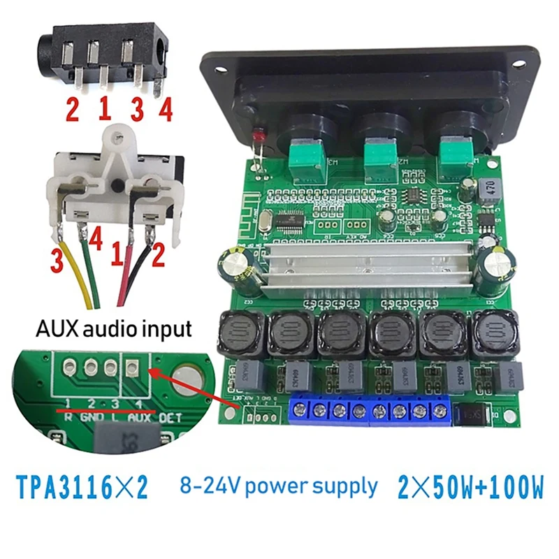 TPA3116D2 2 1-канальная плата усилителя мощности 2X 50 Вт + 100 Высокая мощность BT 5 0 Плата