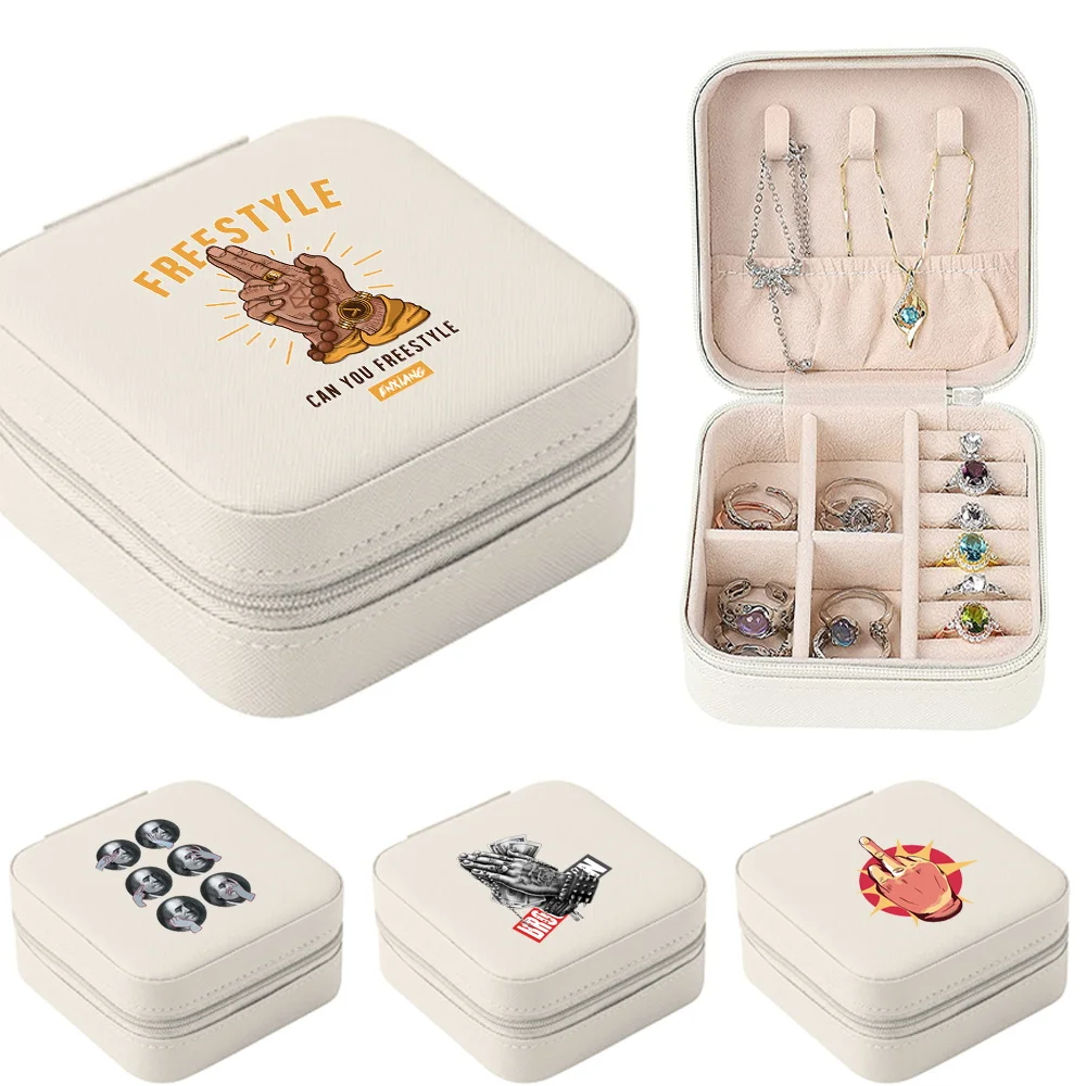 

Шкатулка для хранения ювелирных изделий, портативный дорожный органайзер для ювелирных изделий, дисплей с ручной печатью, Кожаная Шкатулка на молнии для ювелирных изделий, демонстрация ювелирных изделий