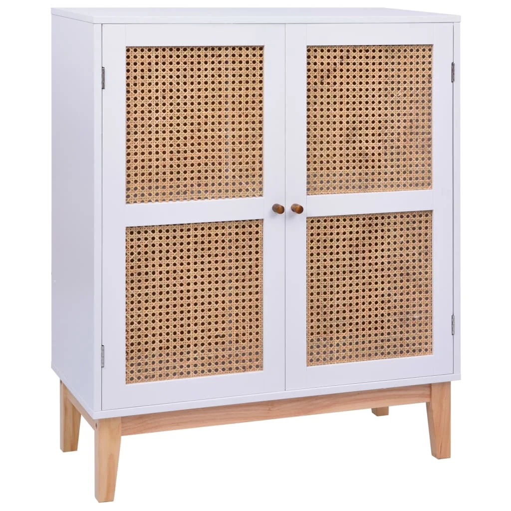 

Buffet Blanc 80x35x100 cm MDF et résine tressée