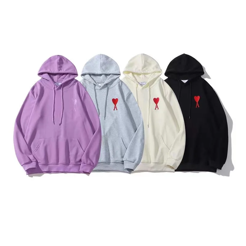 

2021 стильные высококачественные повседневные толстовки AMI, хлопковые толстовки с вышивкой для мужчин и женщин, Осенние/Зимние толстовки